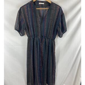 Ehka sopo patterned button front short sleeve dress size medium